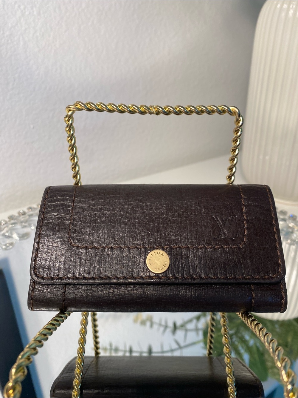 Rare Louis Vuitton Leather 4 Ring Key Case